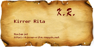 Kirrer Rita névjegykártya
