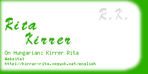 rita kirrer business card